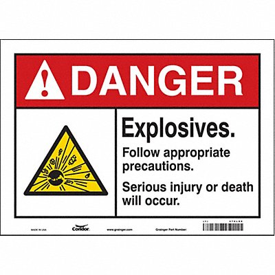 CONDOR 470L89 Safety Sign 10 in x 14 in Vinyl