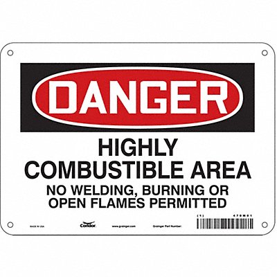 CONDOR 470M01 Safety Sign 7 in x 10 in Polyethylene