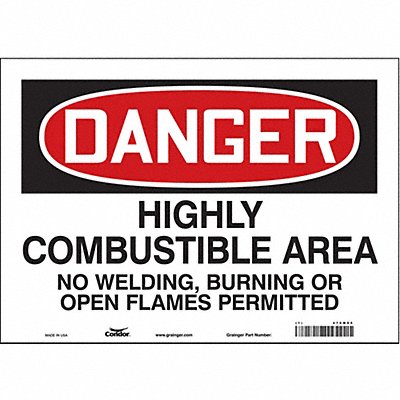 CONDOR 470M05 Safety Sign 10 in x 14 in Vinyl