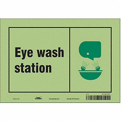 CONDOR 470Y97 Safety Sign 7 in x 10 in Glow Vinyl