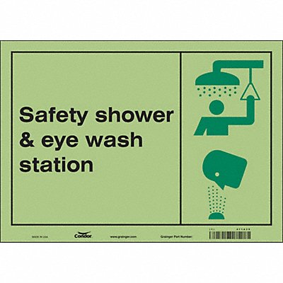 CONDOR 471A38 Safety Sign 10 in x 14 in Glow Vinyl