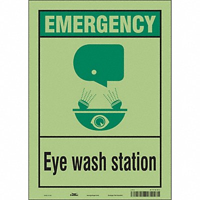 CONDOR 471C03 Safety Sign 14 in x 10 in Glow Vinyl