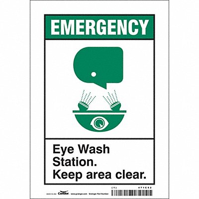 CONDOR 471C52 Safety Sign 10 in x 7 in Vinyl
