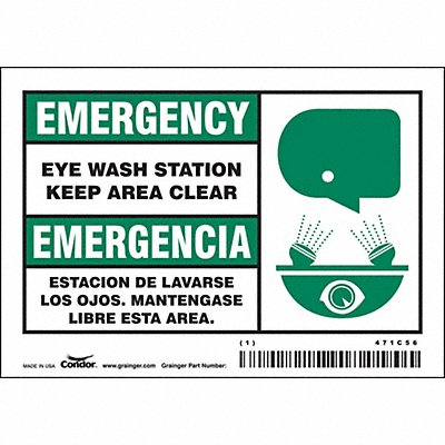 CONDOR 471C56 Safety Sign 3 1/2 in x 5 in Vinyl PK5