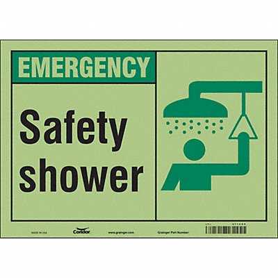 CONDOR 471C65 Safety Sign 10 in x 14 in Glow Vinyl