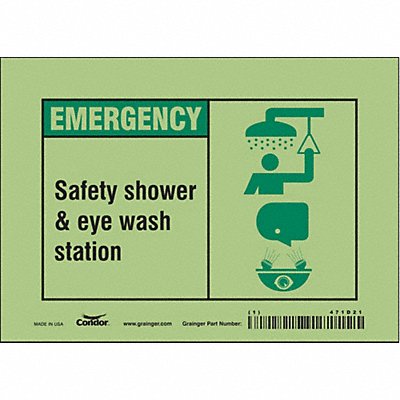CONDOR 471D21 Safety Sign 5 in x 7 in Glow Vinyl
