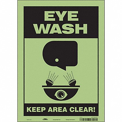 CONDOR 471D41 Safety Sign 14 in x 10 in Glow Vinyl