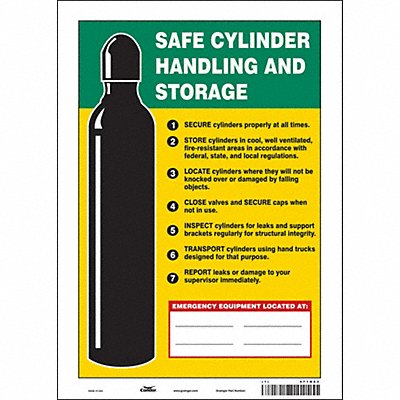 CONDOR 471N63 Safety Sign 14 in x 10 in Vinyl