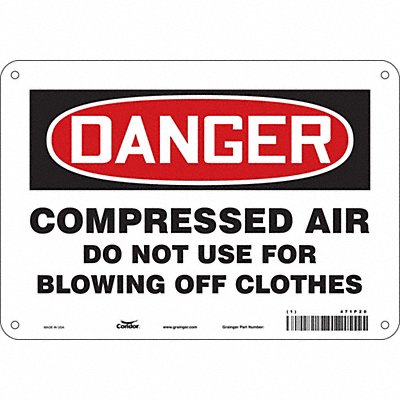 CONDOR 471P20 Safety Sign 7 in x 10 in Aluminum