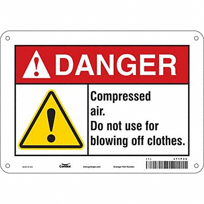 CONDOR 471P26 Safety Sign 7 in x 10 in Aluminum