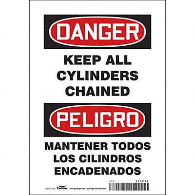 CONDOR 471P99 Safety Sign 10 in x 7 in Vinyl