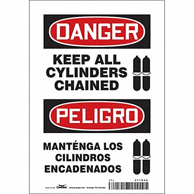 CONDOR 471R06 Safety Sign 10 in x 7 in Vinyl