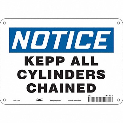 CONDOR 471R21 Safety Sign 7 in x 10 in Aluminum