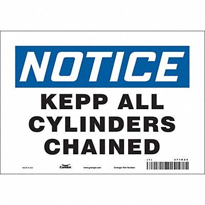 CONDOR 471R25 Safety Sign 7 in x 10 in Vinyl