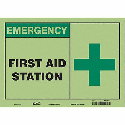 CONDOR 471U74 Safety Sign 10 in x 14 in Glow Vinyl