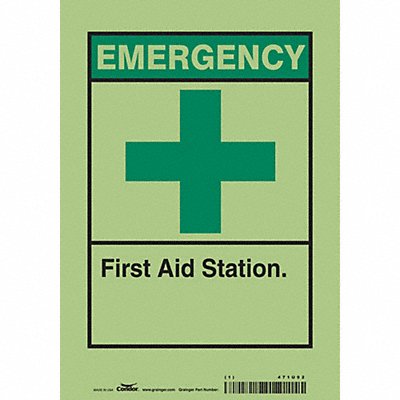 CONDOR 471U92 Safety Sign 10 in x 7 in Glow Vinyl