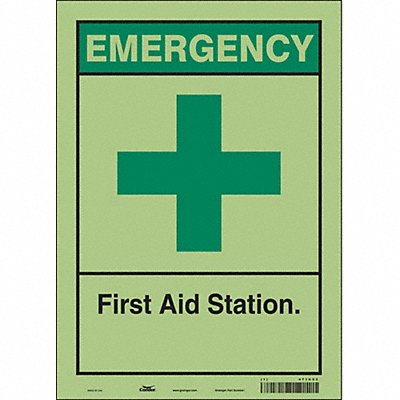 CONDOR 471U93 Safety Sign 14 in x 10 in Glow Vinyl