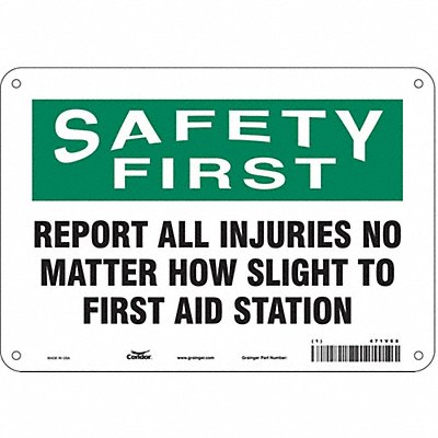CONDOR 471V68 First Aid Sign 7 in x 10 in Aluminum