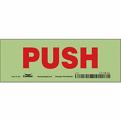CONDOR 471W38 Safety Sign 2 1/2 in x 7 in Glow Vinyl