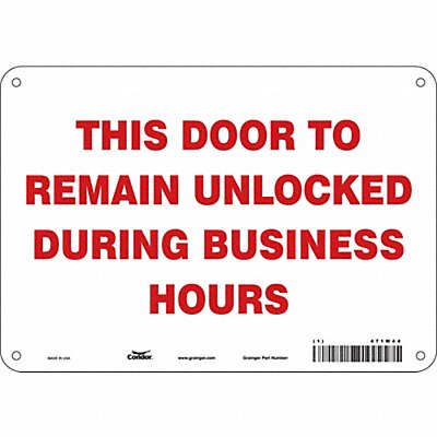 CONDOR 471W44 J7732 Safety Sign 7 in x 10 in Polyethylene