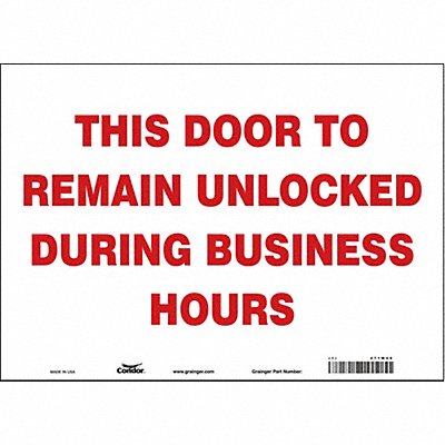 CONDOR 471W48 J7732 Safety Sign 10 in x 14 in Vinyl