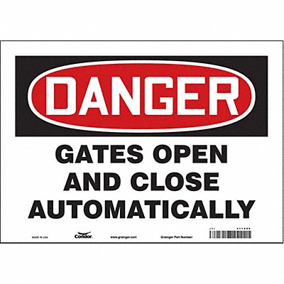 CONDOR 471X98 Safety Sign 10 in x 14 in Vinyl