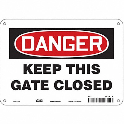 CONDOR 471Y14 Safety Sign 7 in x 10 in Polyethylene