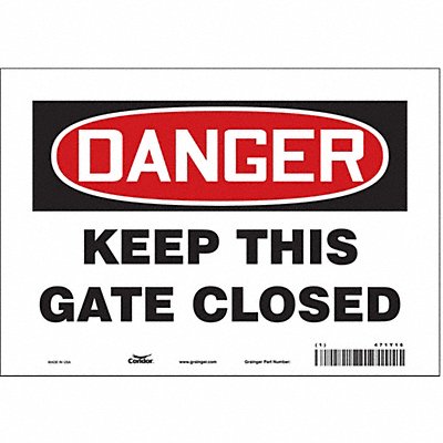 CONDOR 471Y16 Safety Sign 7 in x 10 in Vinyl