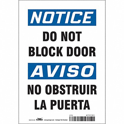 CONDOR 471Y31 Safety Sign 10 in x 7 in Vinyl