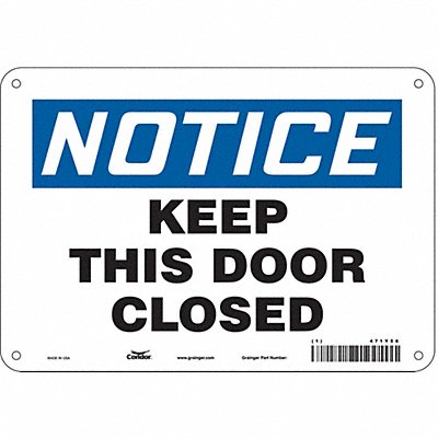 CONDOR 471Y56 J6997 Safety Sign 7 in x 10 in Polyethylene