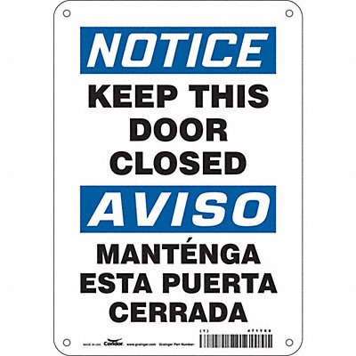 CONDOR 471Y68 Safety Sign 10 in x 7 in Polyethylene