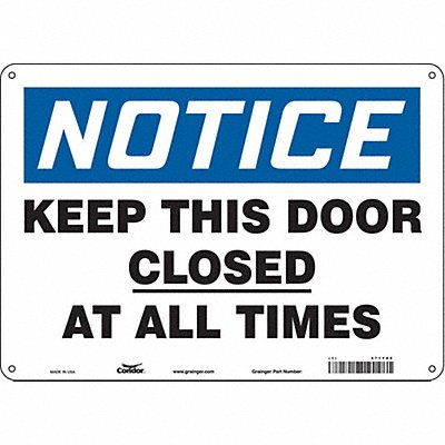 CONDOR 471Y85 Safety Sign 10 in x 14 in Polyethylene