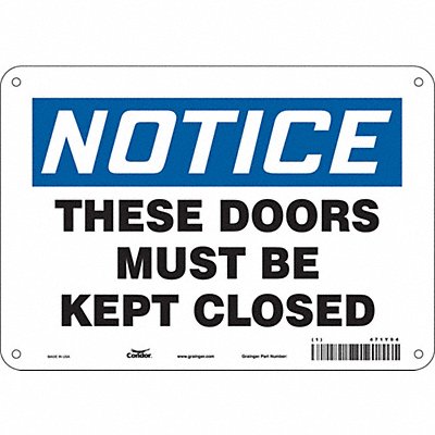 CONDOR 471Y94 Safety Sign 7 in x 10 in Aluminum