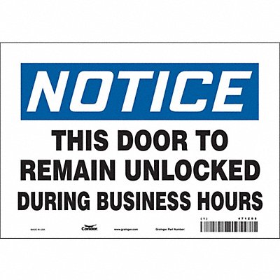 CONDOR 471Z05 Safety Sign 7 in x 10 in Vinyl