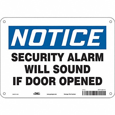 CONDOR 471Z11 Safety Sign 7 in x 10 in Polyethylene