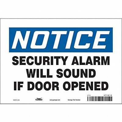 CONDOR 471Z13 Safety Sign 7 in x 10 in Vinyl