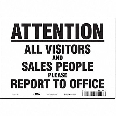 CONDOR 472C27 Safety Sign 7 in x 10 in Vinyl
