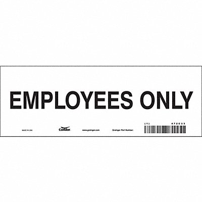 CONDOR 472C33 Safety Sign 3.5in x 10in Vinyl