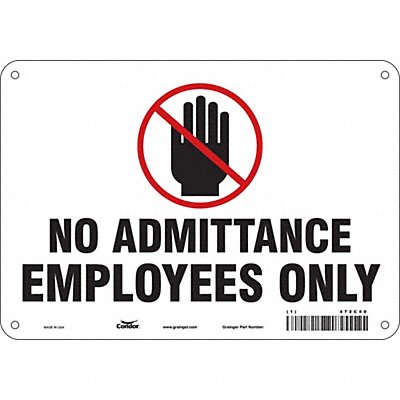 CONDOR 472C40 Safety Sign 7 in H x 10 in W Aluminum