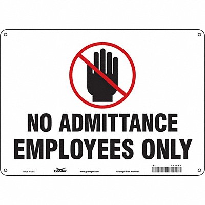 CONDOR 472C41 Safety Sign 10 inx14 in Aluminum