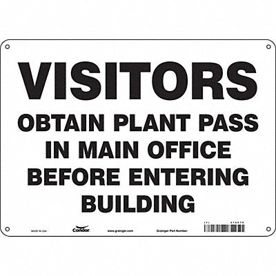 CONDOR 472C75 Safety Sign 10 in x 14 in Aluminum
