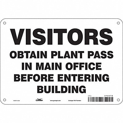 CONDOR 472C78 Safety Sign 7 in x 10 in Polyethylene