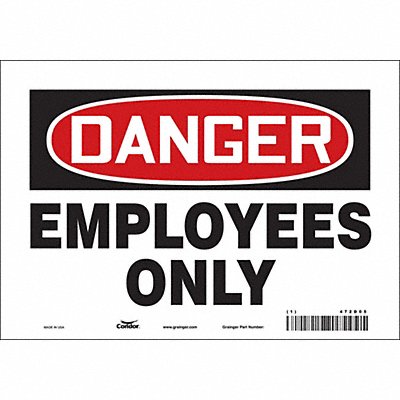 CONDOR 472D05 Safety Sign 7 in x 10 in Vinyl