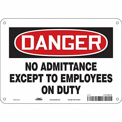 CONDOR 472D09 Safety Sign 7 in x 10 in Polyethylene