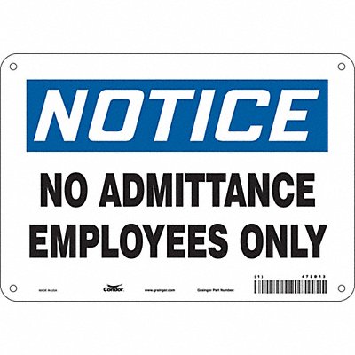 CONDOR 472D13 Safety Sign 7 in x 10 in Aluminum
