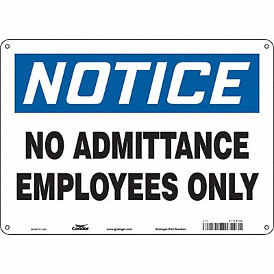 CONDOR 472D16 Safety Sign 10 inx14 in Polyethylene