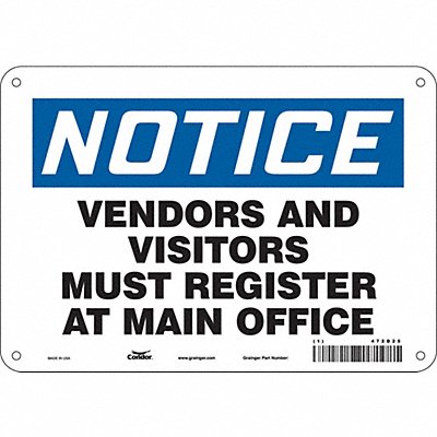 CONDOR 472D25 Safety Sign 7 in x 10 in Aluminum
