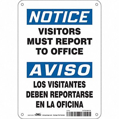 CONDOR 472D42 Safety Sign 10 in x 7 in Polyethylene