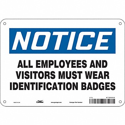 CONDOR 472D48 Safety Sign 7 in x 10 in Polyethylene