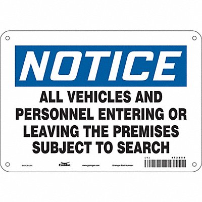 CONDOR 472D59 Safety Sign 7 in x 10 in Aluminum